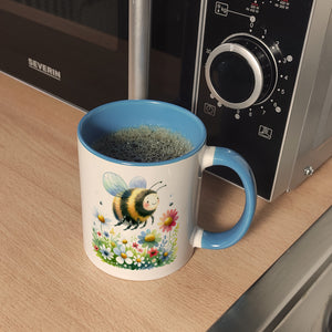 Hummel auf Blumenwiese Kaffeebecher