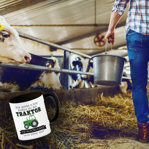 Traktor Kaffeebecher mit Spruch Kindheitsträume - Für immer Traktor fahren