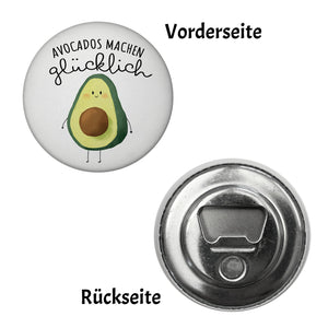 Niedliche Avocado Magnet rund rund mit Spruch Avocados machen glücklich