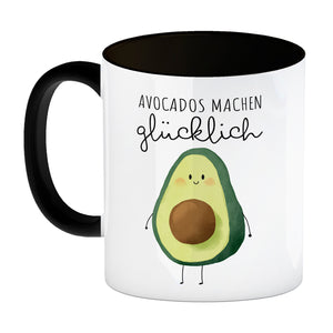 Niedliche Avocado Kaffeebecher mit Spruch Avocados machen glücklich
