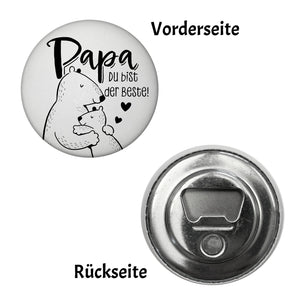 Papa Bär Geschenk Magnet rund rund mit Spruch Papa du bist der Beste