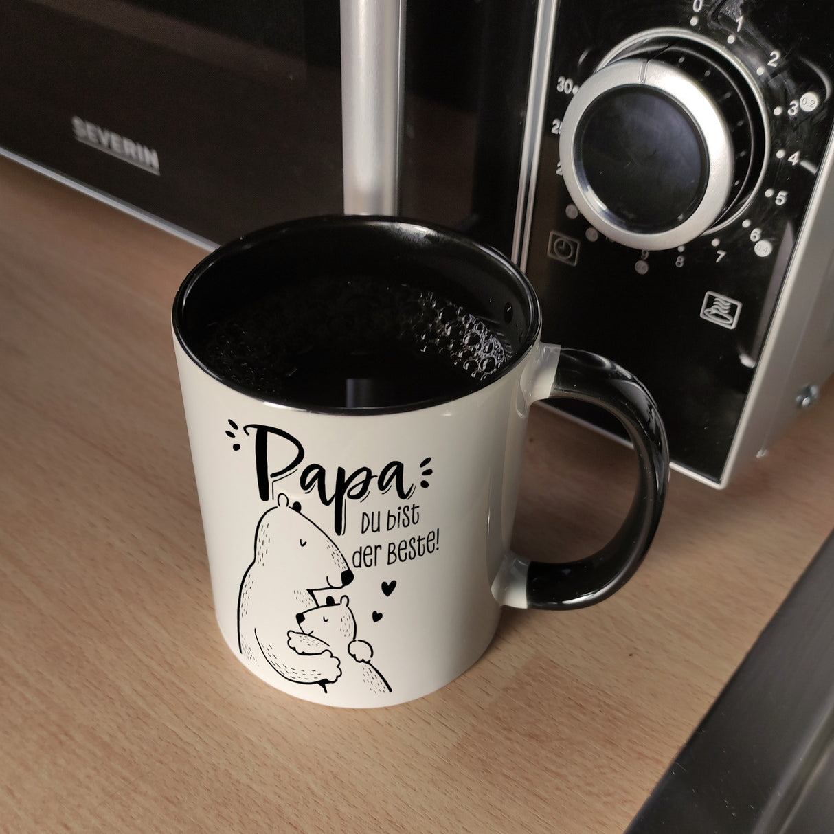 Papa Bär Geschenk Geburtstag Kaffeebecher mit Spruch Papa du bist der Beste