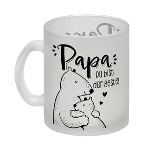 Papa Bär Geschenk Geburtstag Kaffeebecher mit Spruch Papa du bist der Beste