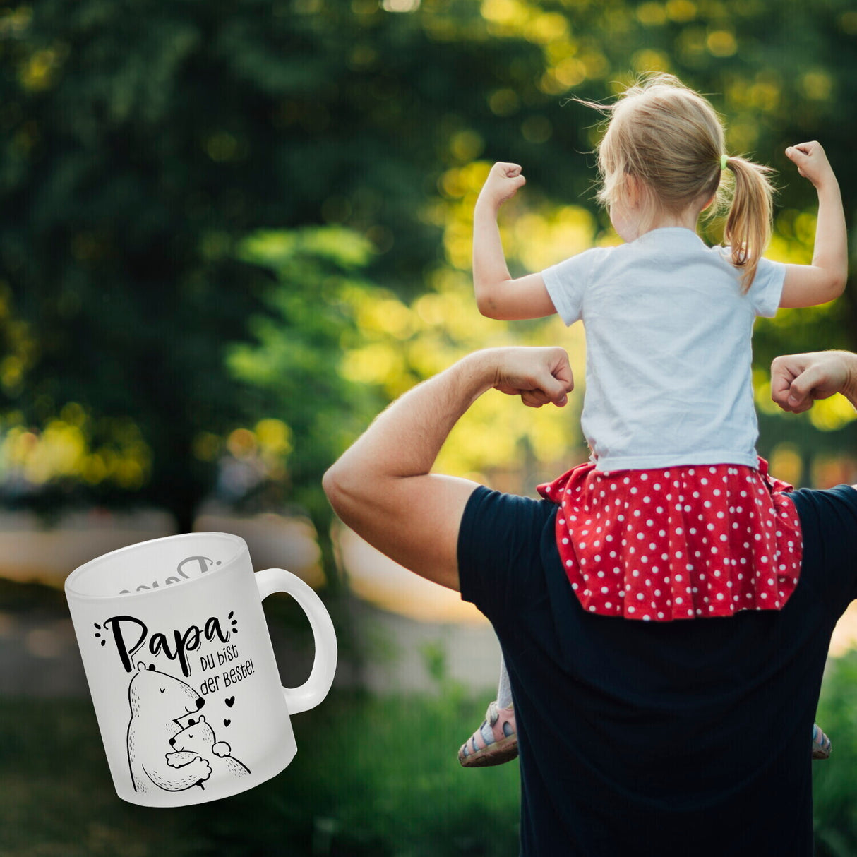 Papa Bär Geschenk Geburtstag Kaffeebecher mit Spruch Papa du bist der Beste