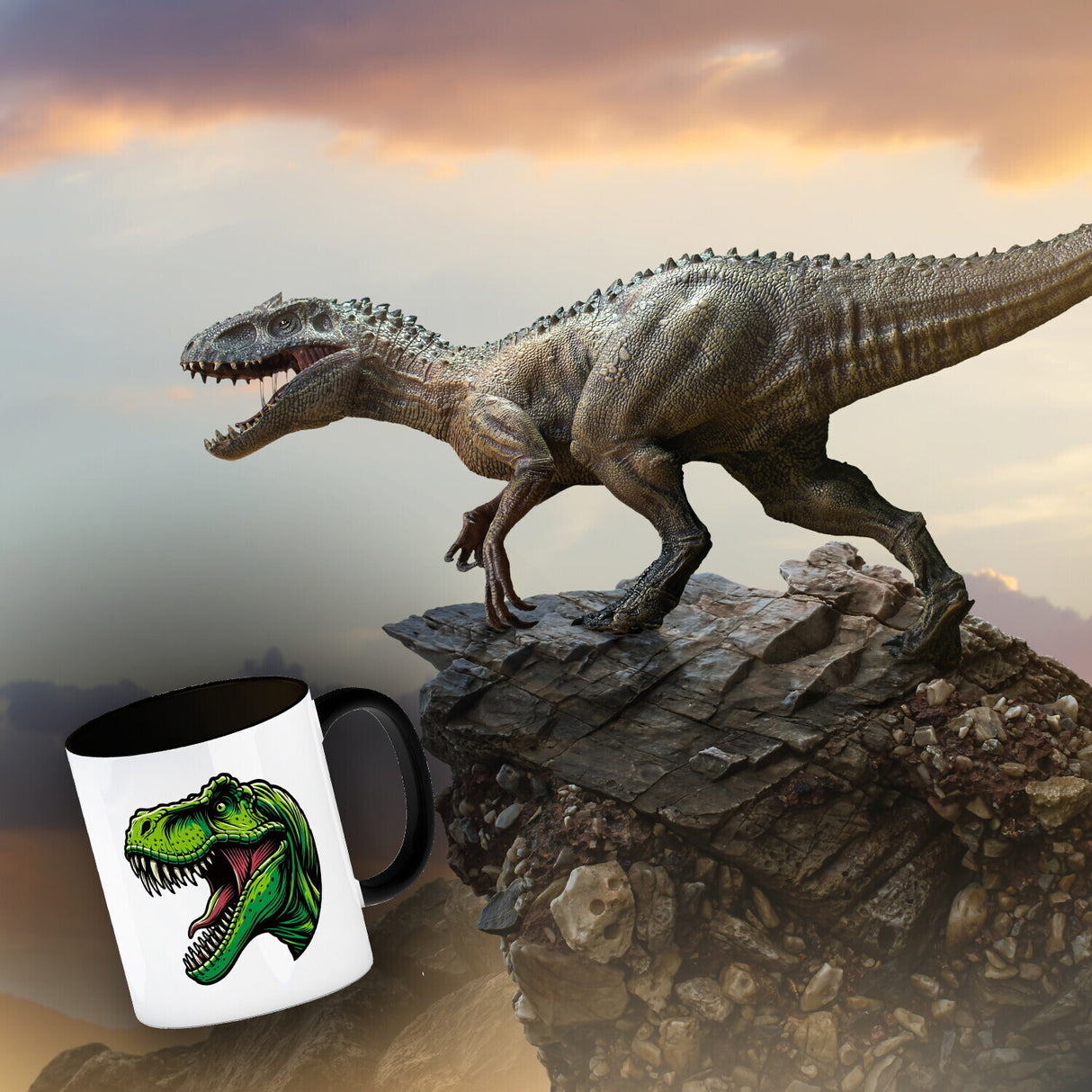 Grüner T-Rex Dinosaurier Kaffeebecher