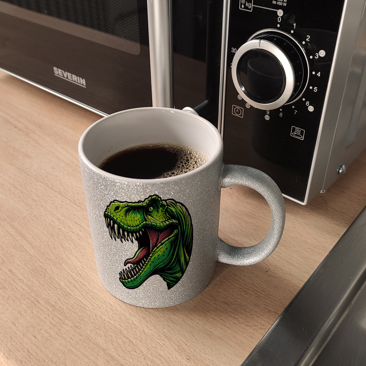 Grüner T-Rex Dinosaurier Kaffeebecher