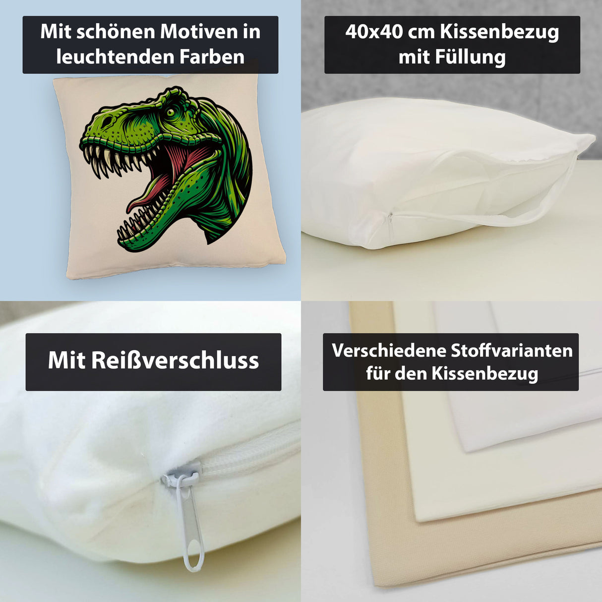 Grüner T-Rex Dinosaurier Kissen