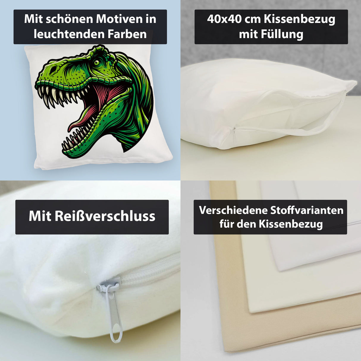 Grüner T-Rex Dinosaurier Kissen