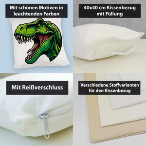 Grüner T-Rex Dinosaurier Kissen