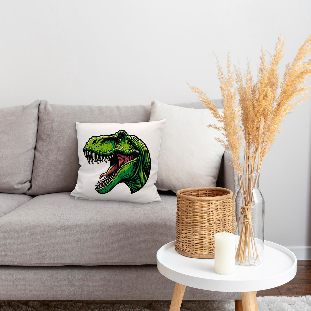 Grüner T-Rex Dinosaurier Kissen