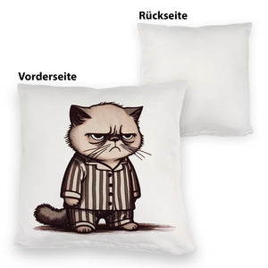 Grimmige Katze im Schlafanzug Kissen