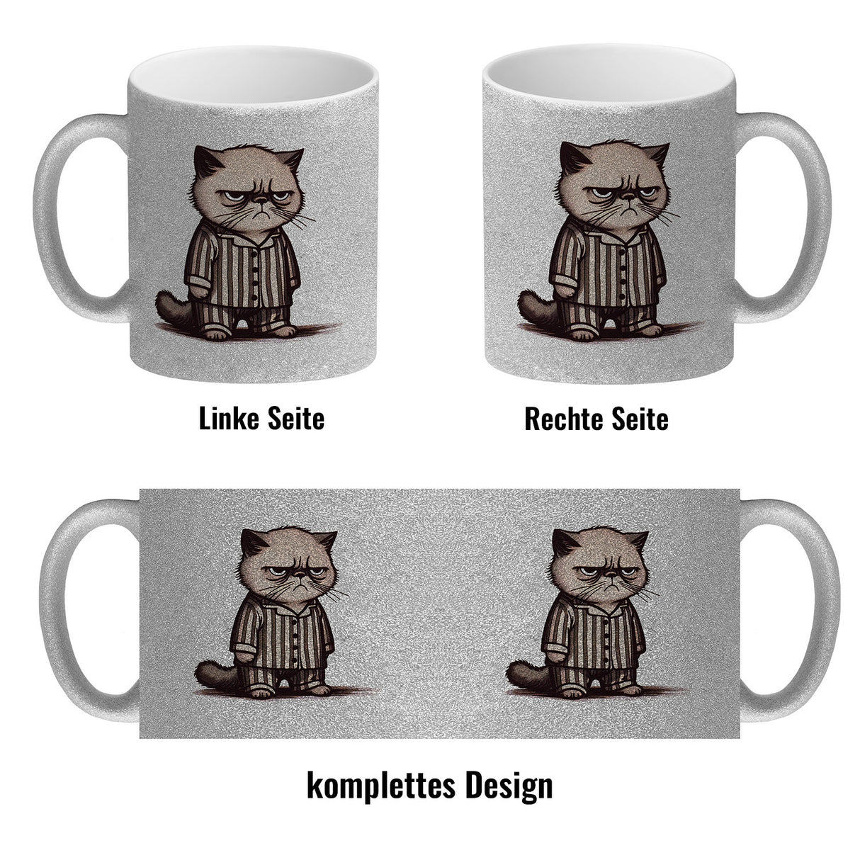 Grimmige Katze im Schlafanzug Kaffeebecher