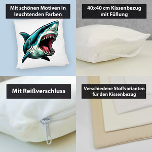 Weißer Hai Comic Kissen