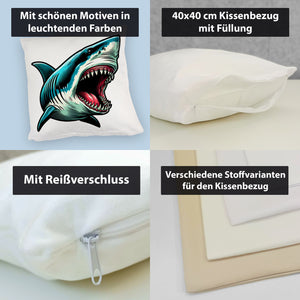 Weißer Hai Comic Kissen
