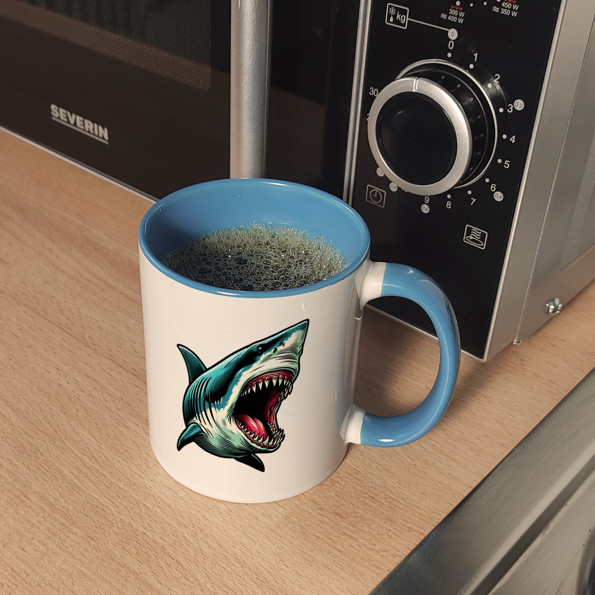 Weißer Hai Comic Kaffeebecher