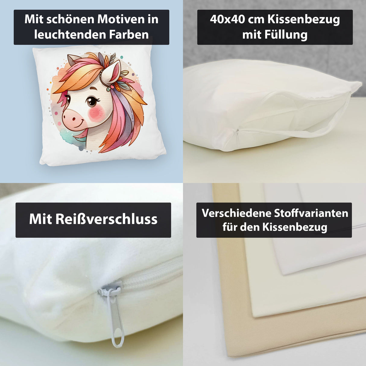 Pferde Mädchen Kissen