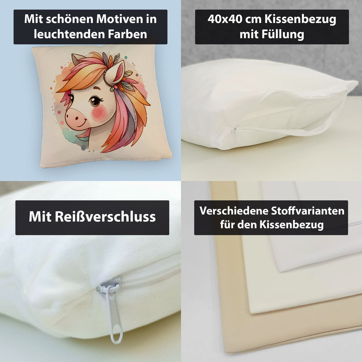 Pferde Mädchen Kissen