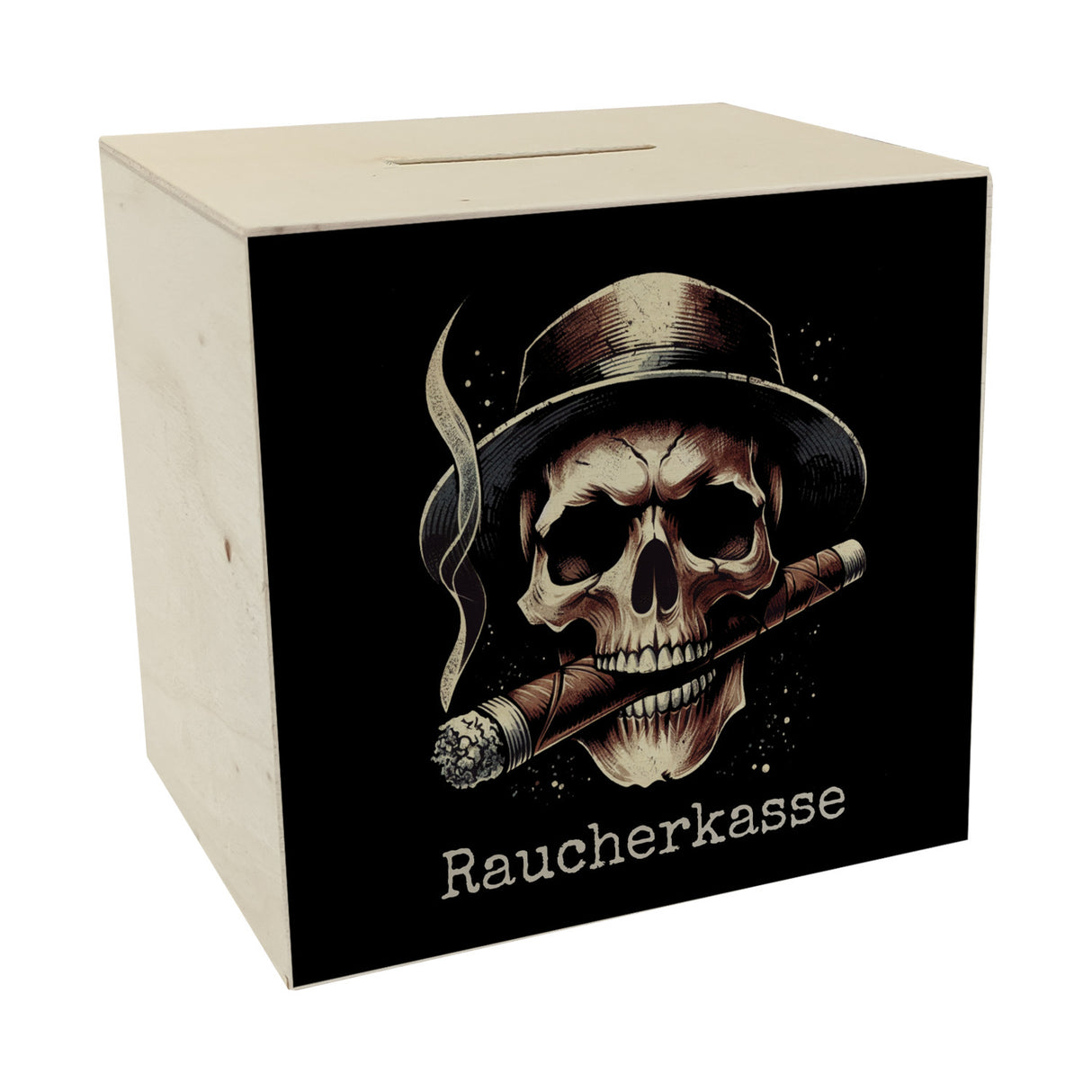 Raucherkasse mit Totenkopf Spardose