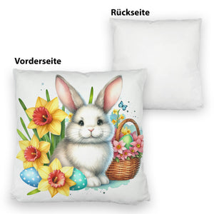 Niedlicher Osterhase mit Osterglocken Kissen