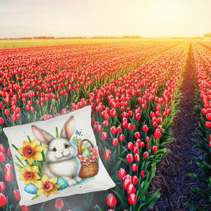 Niedlicher Osterhase mit Osterglocken Kissen