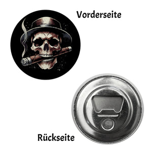 Totenkopf mit Zigarre Magnet rund rund