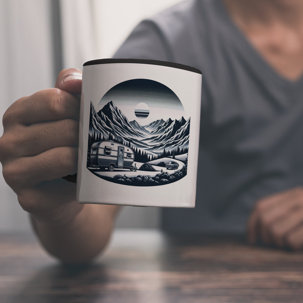 Camping in den Bergen Kaffeebecher