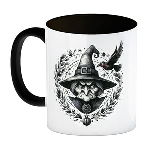 Hexe mit einem Raben Kaffeebecher