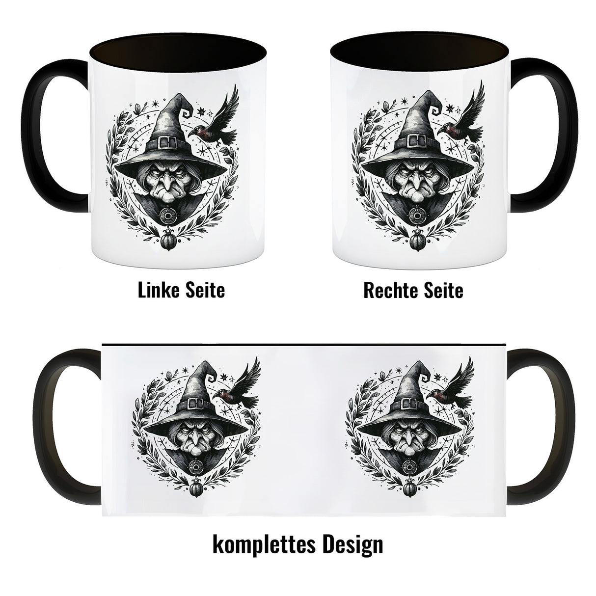 Hexe mit einem Raben Kaffeebecher