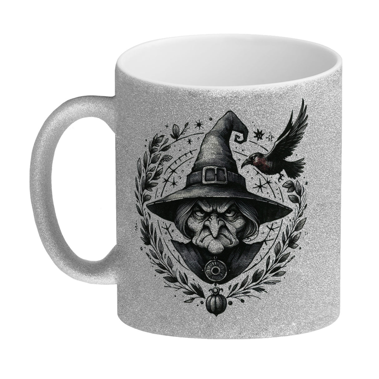 Hexe mit einem Raben Kaffeebecher