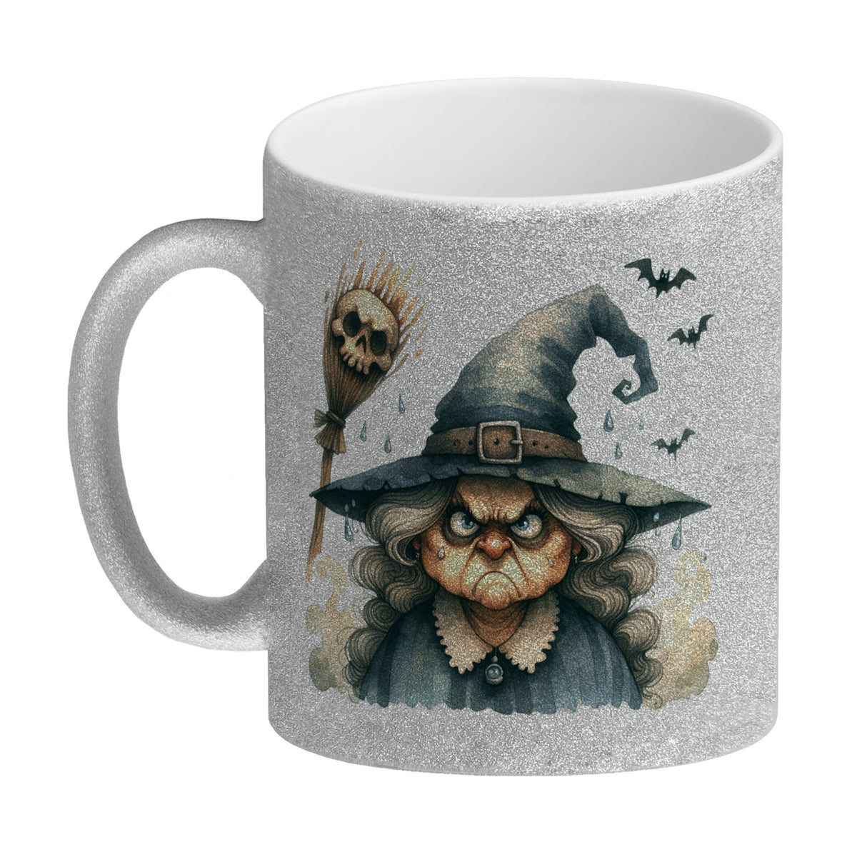 Böse Hexe mit Fledermäusen Kaffeebecher