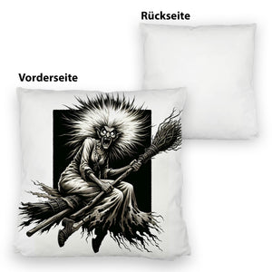 Böse Hexe auf einem Besen Kissen
