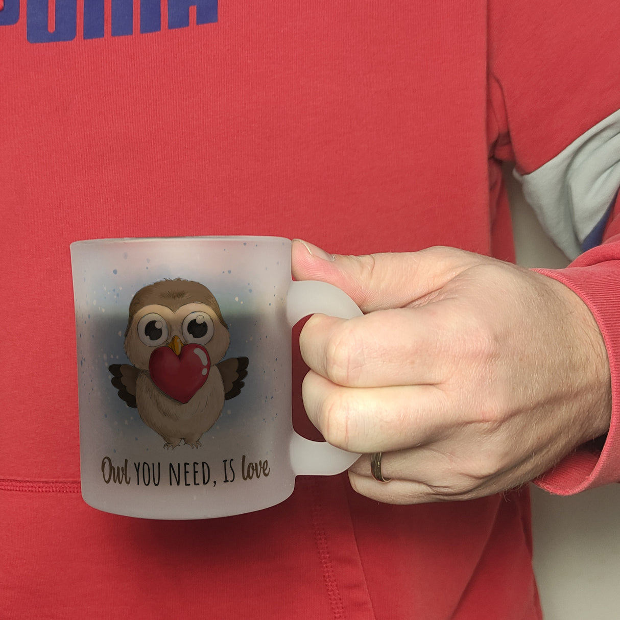 Eule Kaffeebecher mit Spruch Owl You need is love
