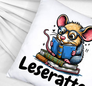 Leseratte Kissen mit Spruch Leseratte