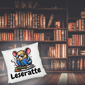 Leseratte Kissen mit Spruch Leseratte