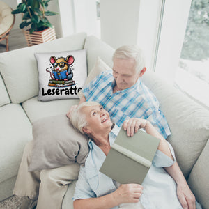 Leseratte Kissen mit Spruch Leseratte