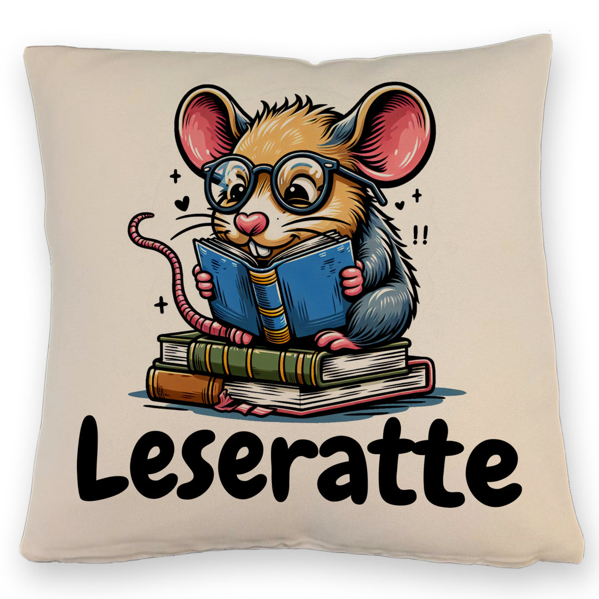Leseratte Kissen mit Spruch Leseratte