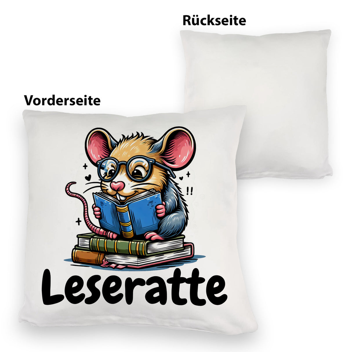 Leseratte Kissen mit Spruch Leseratte