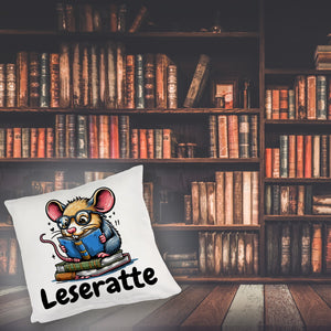 Leseratte Kissen mit Spruch Leseratte
