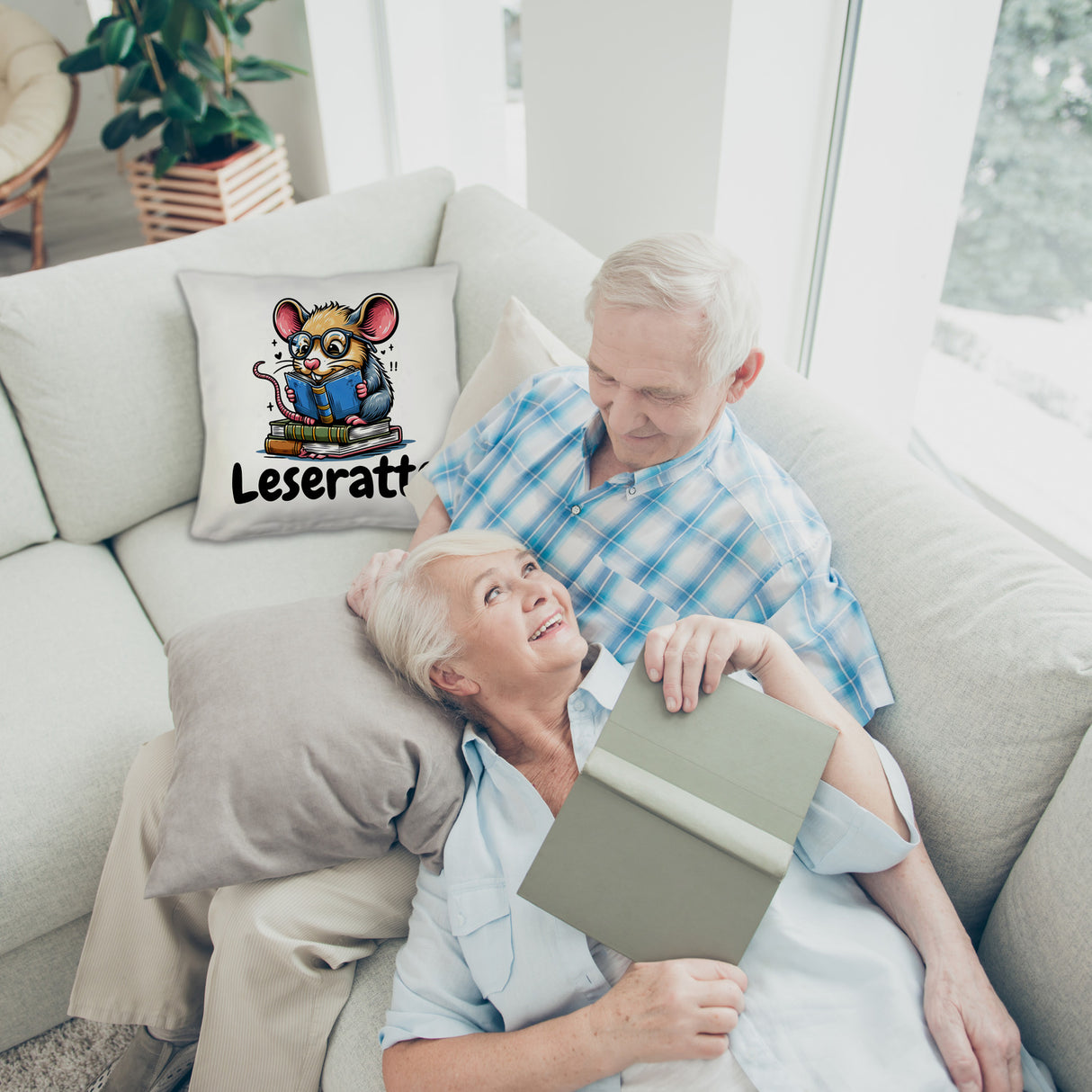 Leseratte Kissen mit Spruch Leseratte