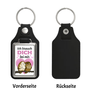 Eulenpaar Schlüsselanhänger mit Spruch Ich brauch Dich bei mir
