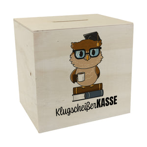 Eule Spardose mit Spruch Klugscheißer-Kasse