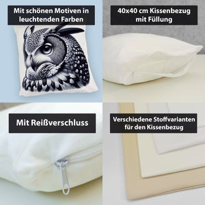 Schwarze Eule Kissen