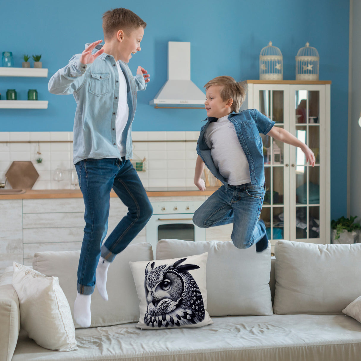 Schwarze Eule Kissen