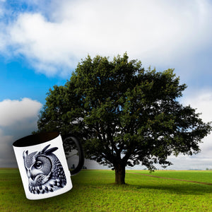 Schwarze Eule Kaffeebecher