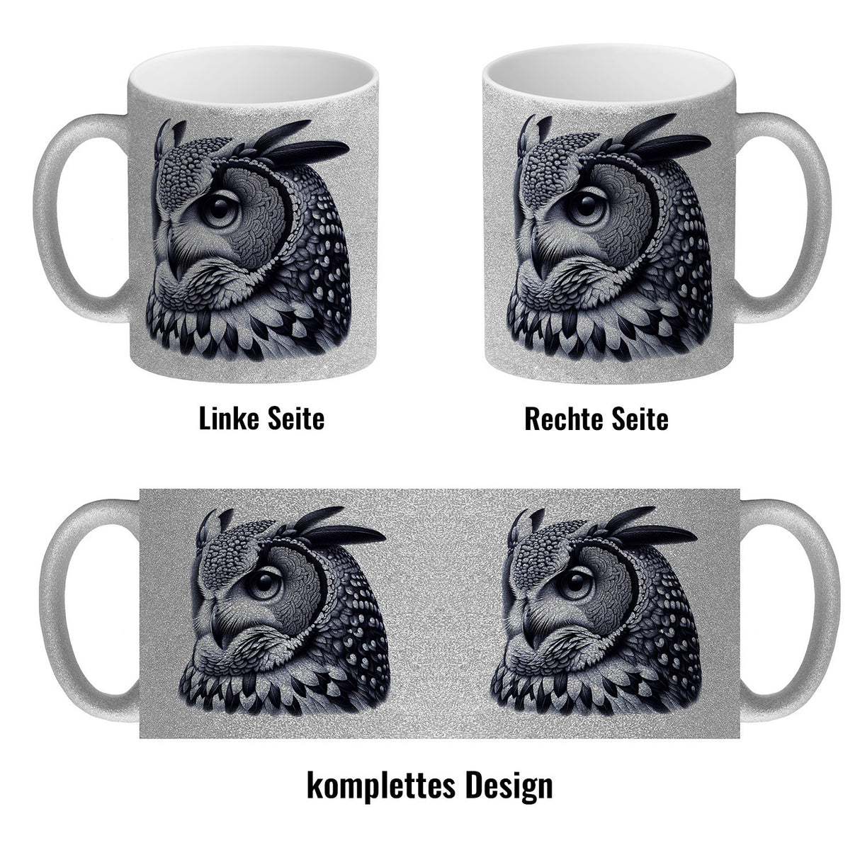 Schwarze Eule Kaffeebecher