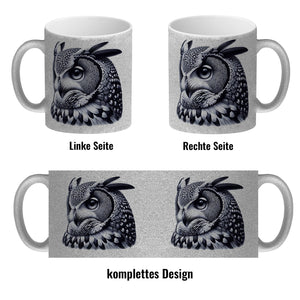 Schwarze Eule Kaffeebecher