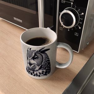Schwarze Eule Kaffeebecher