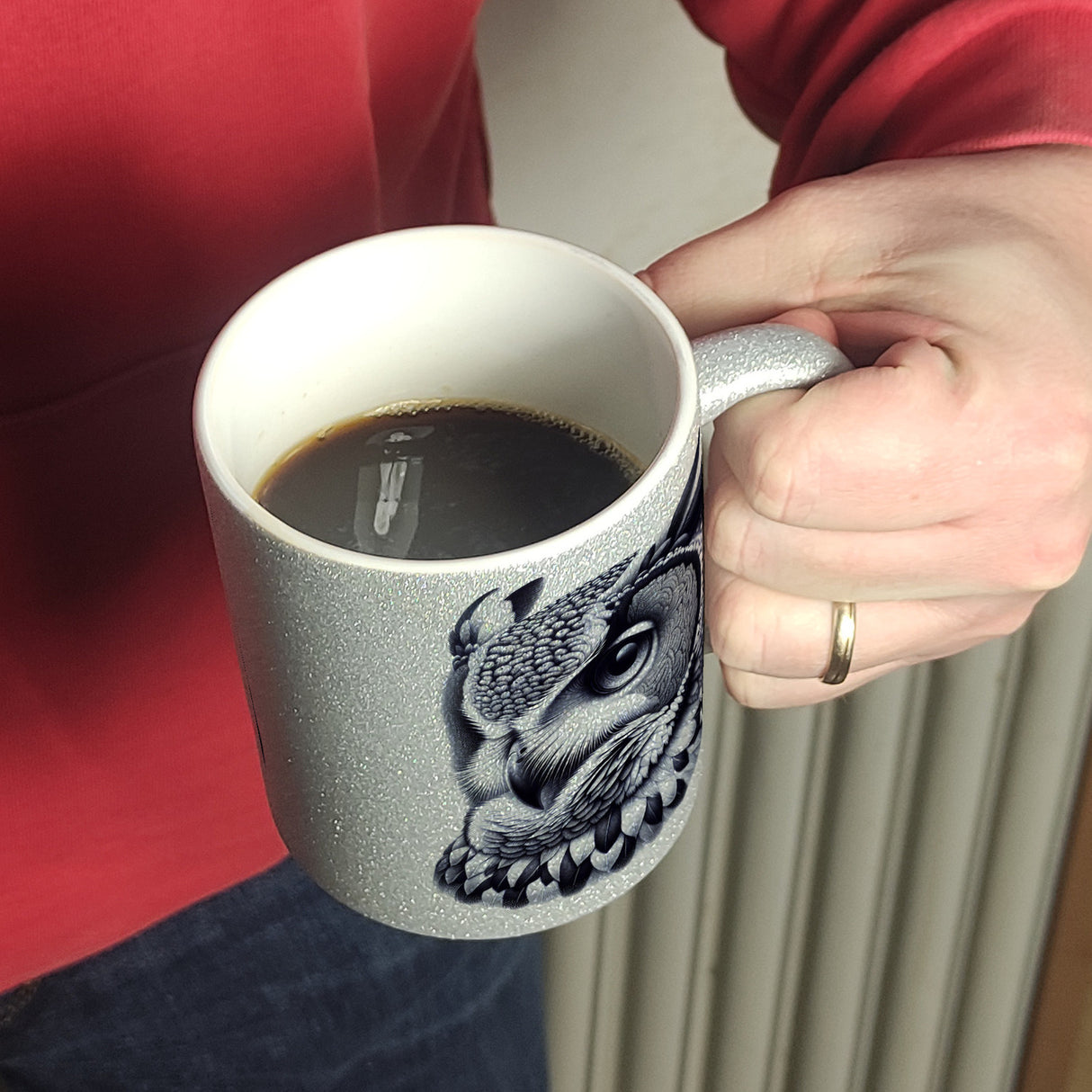Schwarze Eule Kaffeebecher