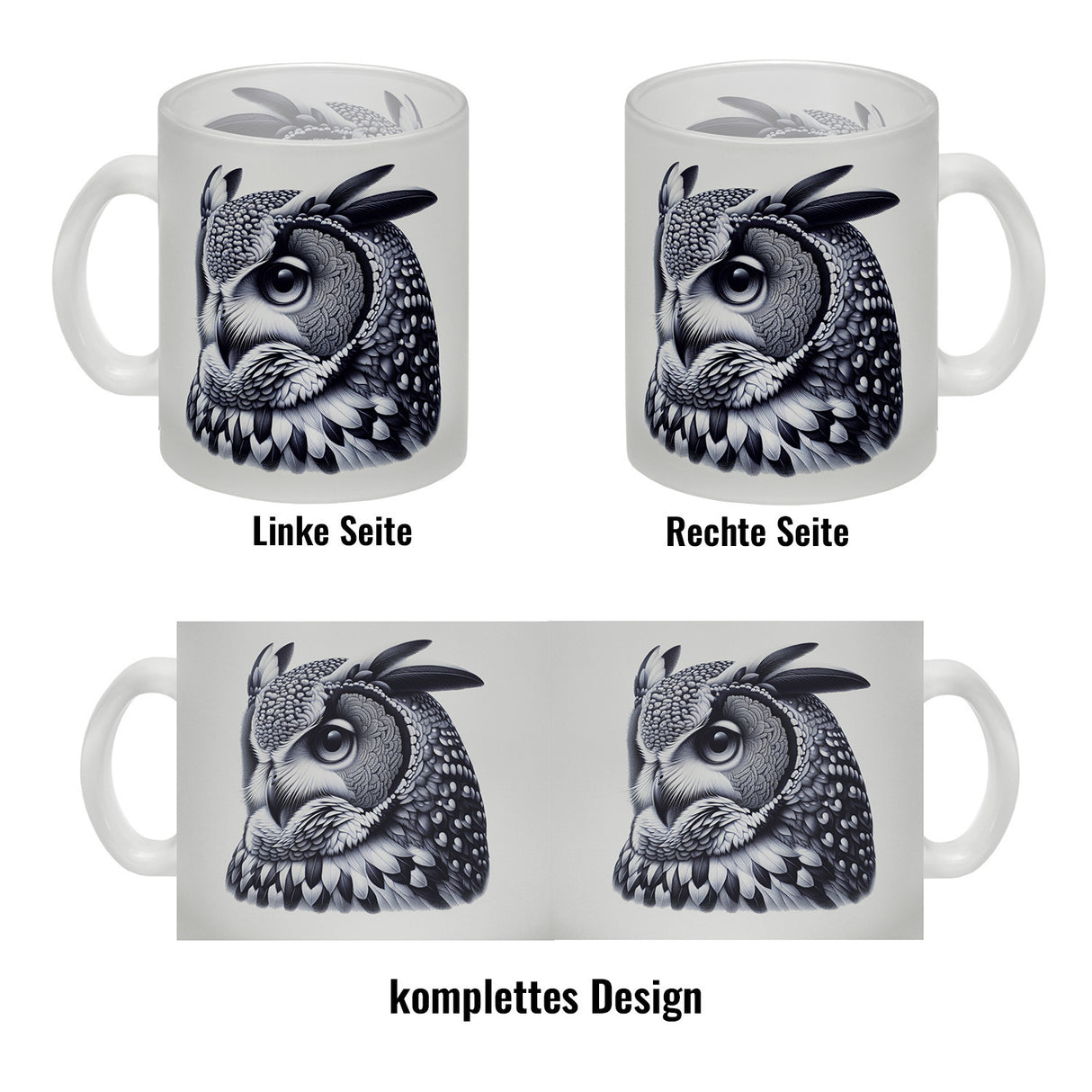 Schwarze Eule Kaffeebecher