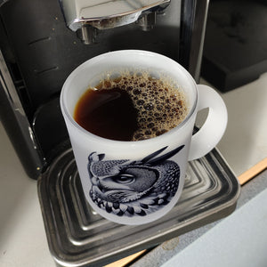 Schwarze Eule Kaffeebecher